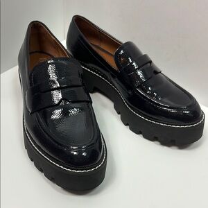 Franco Sarto Black Patent Leather look Loafers